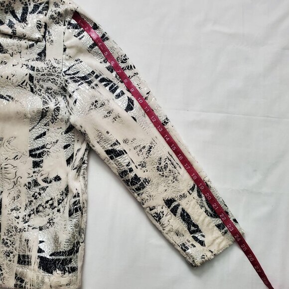 Cafe Au Lait Women's Metallic Printed Faux Suede Full-Zip Blazer Jacket Size XL/ - Picture 10 of 11